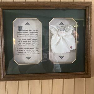 Framed Angel Poem Art with Wooden Frame